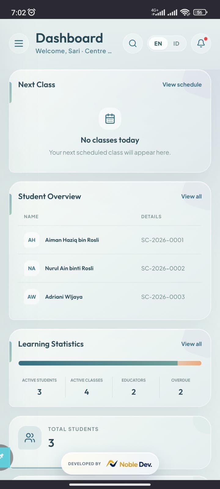 EduCentre mobile interface