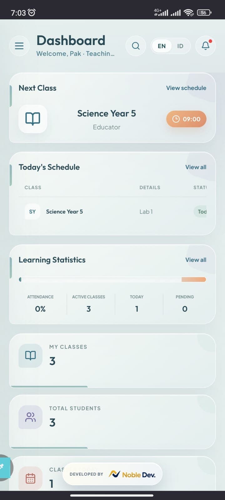 EduCentre mobile interface