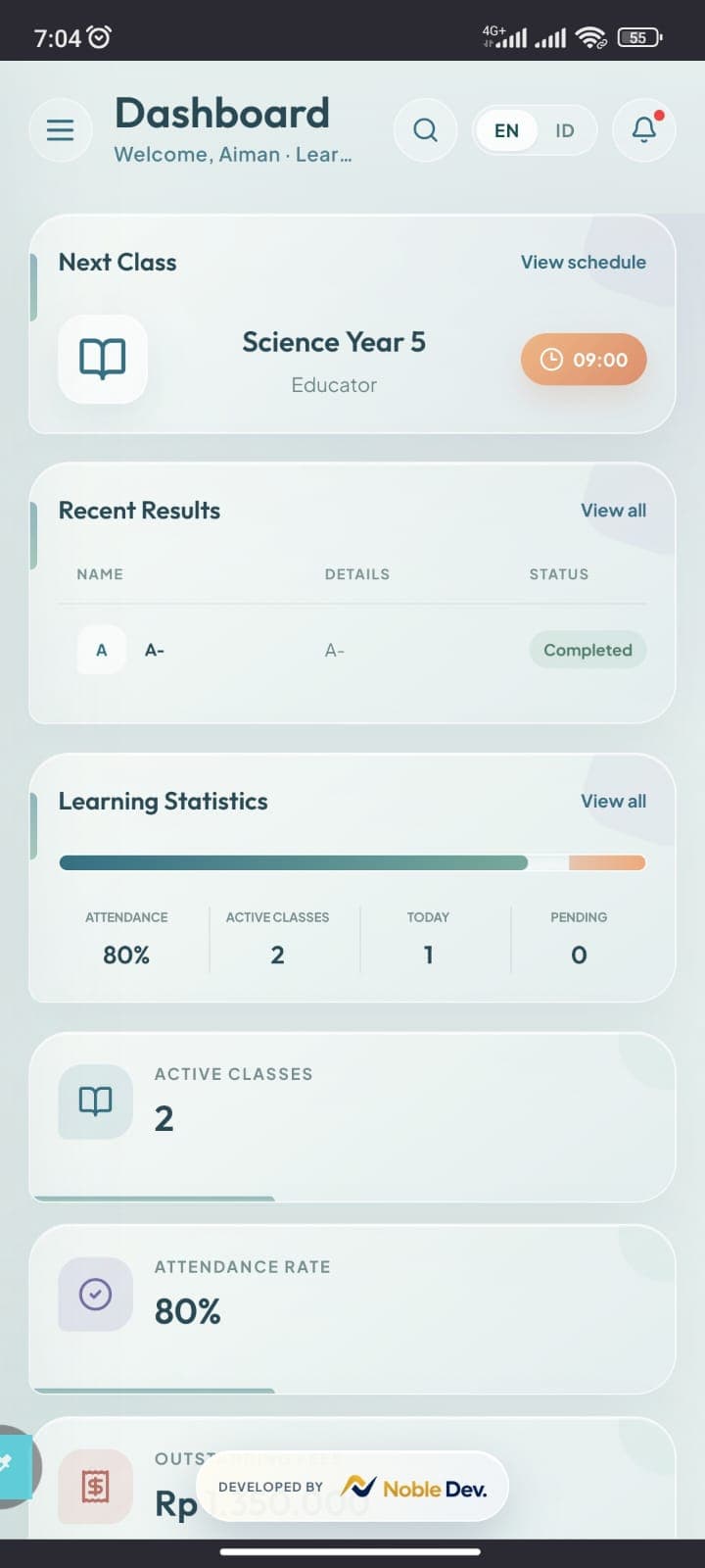 EduCentre mobile interface