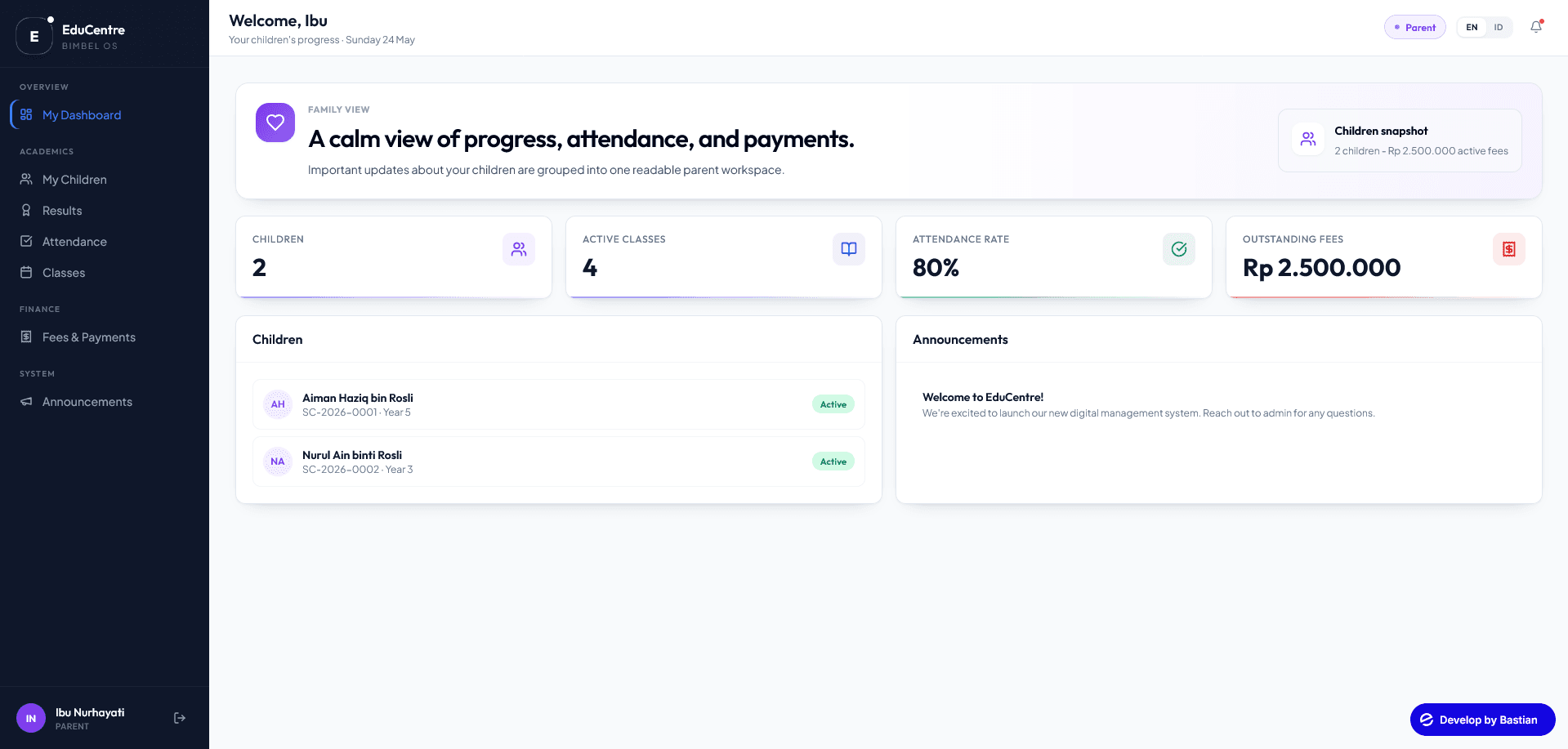EduCentre Dashboard screenshot 4